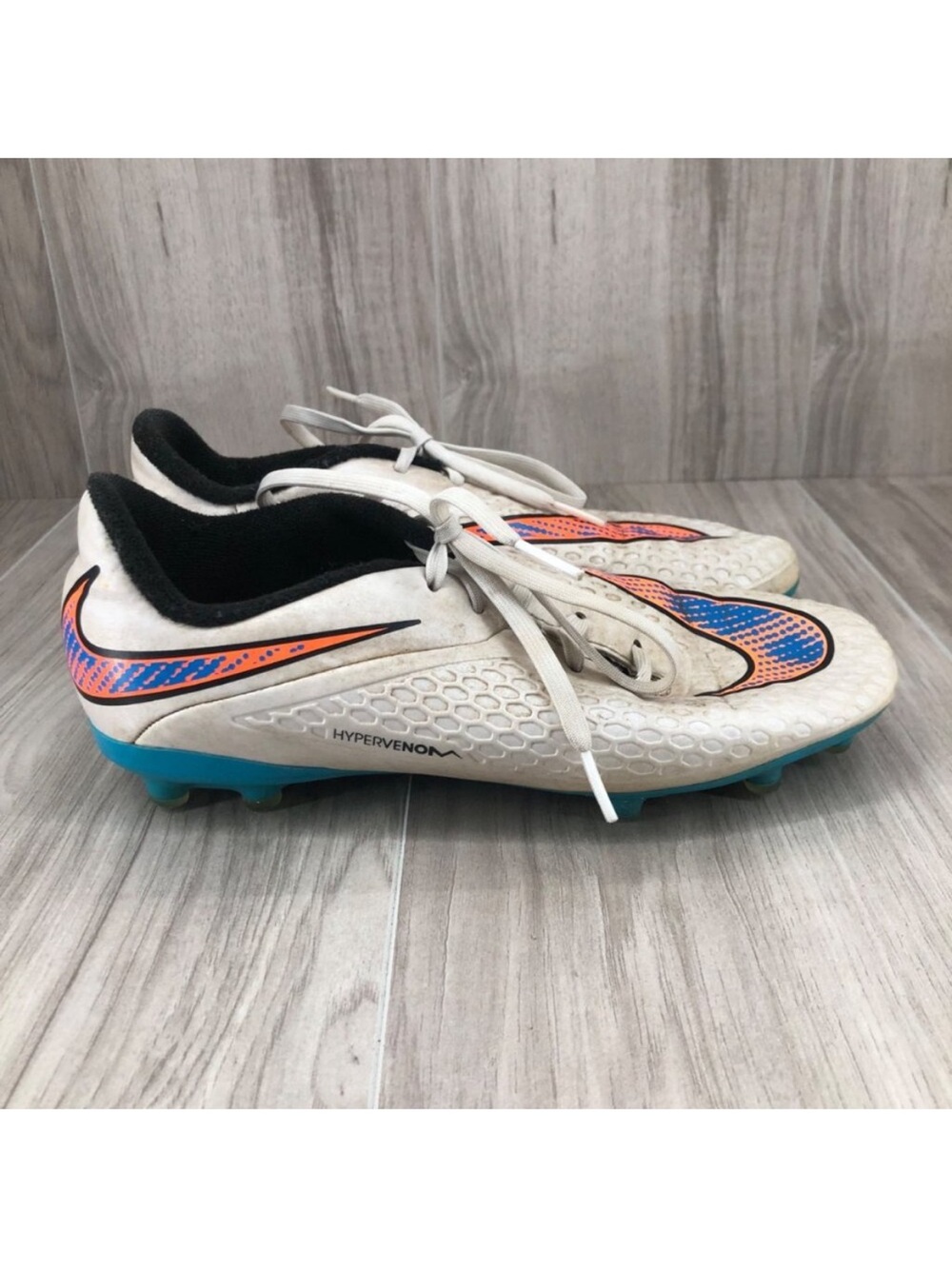 Nike Hypervenom Phelon Soccer Cleats Youth 5 White Lace Up Shoes